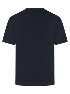 T-shirt en coton marine uni avec une coupe droite et un col rond