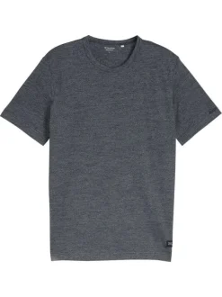 T-shirt en coton marine uni avec une coupe droite et un col rond