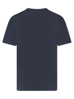 T-shirt en coton marine uni avec une coupe droite et un col rond