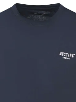 T-shirt en coton marine uni avec une coupe droite et un col rond