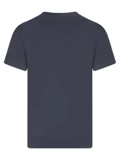 T-shirt en coton marine uni avec une coupe droite et un col rond