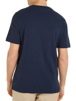 T-shirt en coton marine uni avec une coupe droite et un col rond