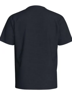 T-shirt en coton marine uni à coupe droite un col rond et logo ton sur ton