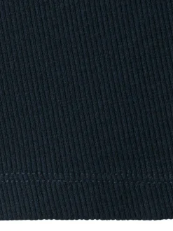 T-shirt en coton marine uni pourvu de manches courtes et d'un col rond