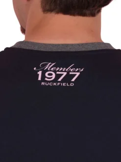 T-shirt en coton marine uni pourvu de manches courtes et d'un col rond