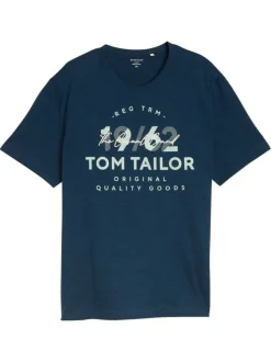 T-shirt en coton marine uni pourvu d'un col rond et de manches courtes
