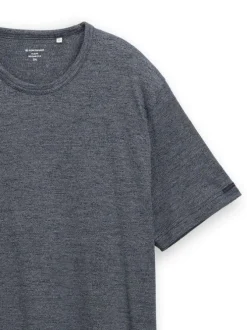 T-shirt en coton marine uni pourvu d'un col rond et d'une coupe droite