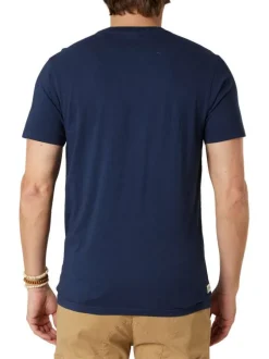 T-shirt en coton marine uni pourvu d'un col rond et d'une coupe droite