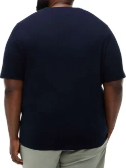T-shirt en coton marine uni pourvu d'une coupe droite et d'un col rond