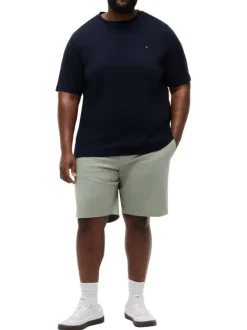 T-shirt en coton marine uni pourvu d'une coupe droite et d'un col rond
