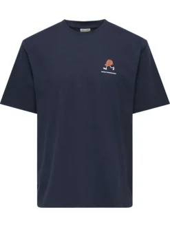 T-shirt en coton marine uni pourvu d'un imprimé casque de chantier