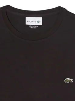 T-shirt en coton marron à coupe droite pourvu d'un col rond côtelé
