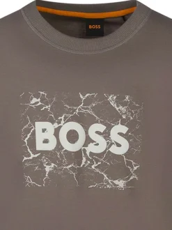 T-shirt en coton marron imprimé avec une coupe droite et un col rond