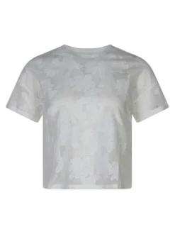 T-shirt en coton mélangé blanc uni pourvu d'une coupe droite