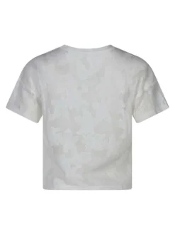 T-shirt en coton mélangé blanc uni pourvu d'une coupe droite