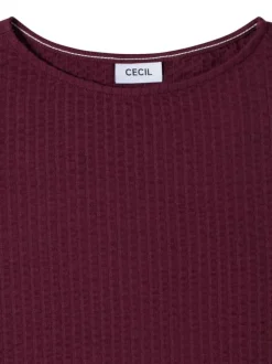 T-shirt en coton mélangé bordeaux uni pourvu de manches courtes