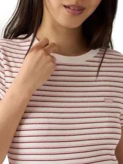 T-shirt en coton multicolore pourvu d'un motif à rayures fines