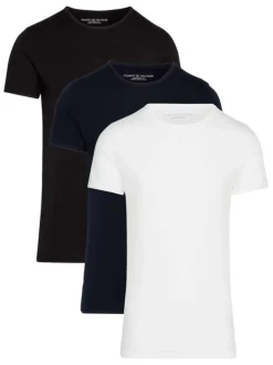 T-shirt en coton multicolore uni coupe droite avec un col rond