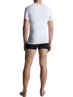 T-shirt en coton multicolore uni coupe droite avec un col rond