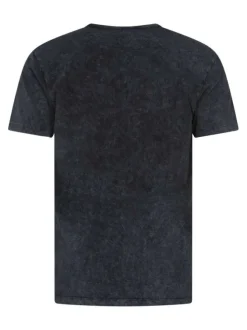 T-shirt en coton noir aspect vintage et imprimé à l'avant avec un col rond