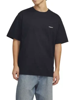 T-shirt en coton noir avec Coquille St Jacques imprimée au dos et col rond
