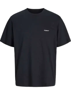 T-shirt en coton noir avec Coquille St Jacques imprimée au dos et col rond