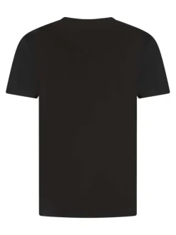 T-shirt en coton noir avec des voitures imprimées et un col rond