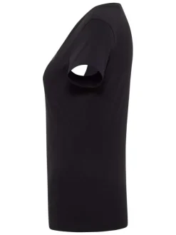 T-shirt en coton noir avec imprimé logo à coupe droite et à col rond