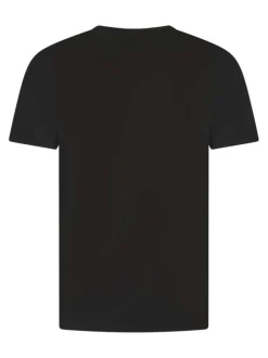 T-shirt en coton noir avec le logo imprimé et une coupe droite