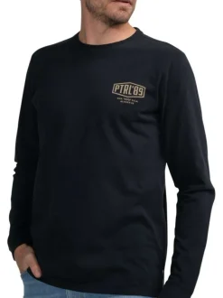 T-shirt en coton noir avec logo imprimé, coupe droite et col rond