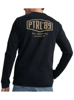 T-shirt en coton noir avec logo imprimé, coupe droite et col rond