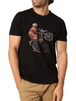 T-shirt en coton noir avec un imprimé fantaisie et des manches courtes