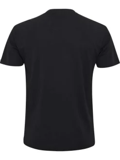 T-shirt en coton noir avec un imprimé à l'avant et une coupe droite