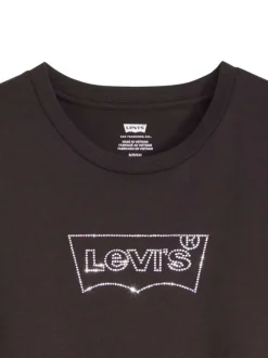 T-shirt en coton noir à coupe ajustée pourvu de manches courtes