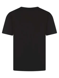 T-shirt en coton noir à coupe droite pourvu de manches courtes