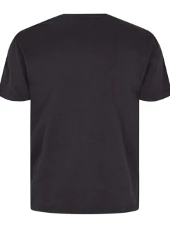 T-shirt en coton noir effet chiné à col rond avec imprimé logo blanc