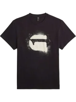T-shirt en coton noir imprimé avec logo iconique et une coupe droite