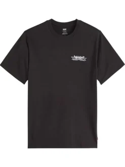 T-shirt en coton noir imprimé avec une coupe droite et un col rond