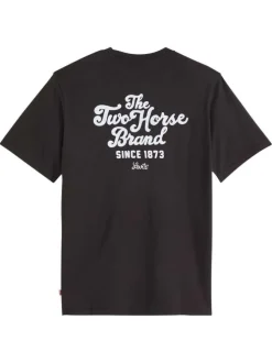 T-shirt en coton noir imprimé avec une coupe droite et un col rond