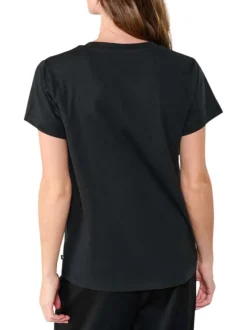 T-shirt en coton noir imprimé en lurex avec une coupe droite et un col rond