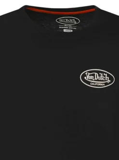 T-shirt en coton noir imprimé à la poitrine et au dos avec un col rond