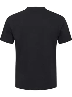 T-shirt en coton noir à imprimé super-héros à l'avant et à col rond