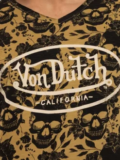 T-shirt en coton noir à motifs tête de mort avec une coupe droite
