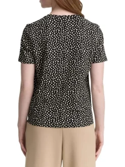 T-shirt en coton noir orné d'un motif à pois et d'un col rond