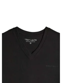 T-shirt en coton noir uni avec nom de la marque et une coupe droite