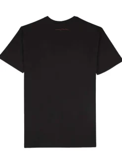 T-shirt en coton noir uni avec nom de la marque et une coupe droite