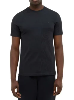 T-shirt en coton noir uni avec un col rond et des manches courtes