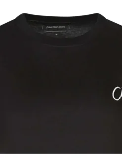 T-shirt en coton noir uni avec un col rond et une coupe droite