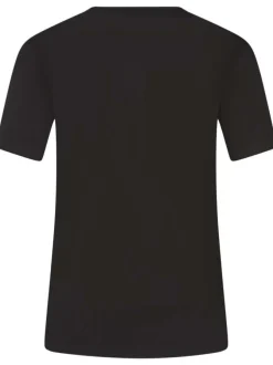 T-shirt en coton noir uni avec un col rond et une coupe droite