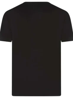 T-shirt en coton noir uni avec un col rond et une coupe droite